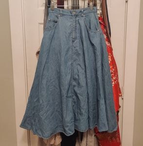 Vintage Denim Chambray High Waist Skirt
